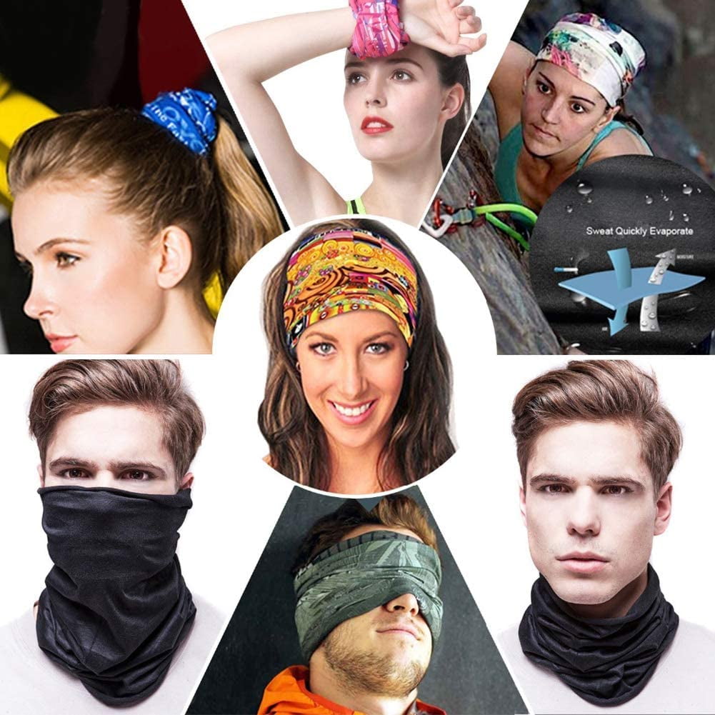 Bandana Balaclava Neck Gaiter Headwear Face Cover with Filters,Face Scarf Dust Snood Scarf Headwear for Women/Men 
