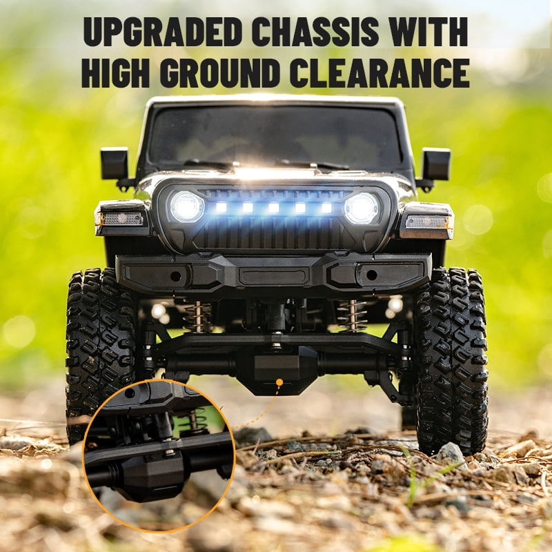1/18 RC Crawler Truck for Black Warrior PRO 4WD Off Road Car with High Torque Motor, Waterproof ESC, LED Light Control and Long Runtime All Terrain RC Vehicle- RTR