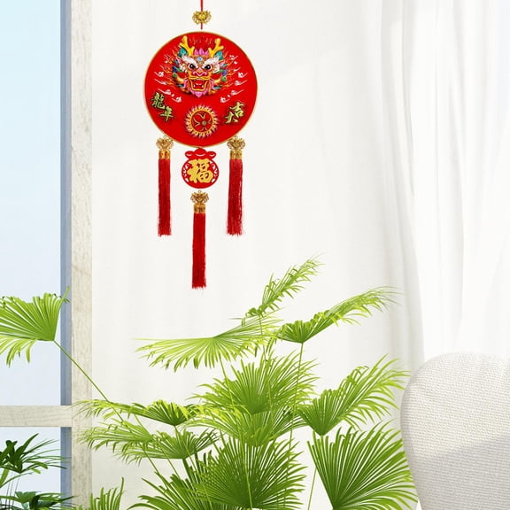 Tachiuwa 3D Chinese Dragon New Year Hanging Decoration 2024 Lunar Year Traditional 39x15inch with Tassel for Dinning Room Accessories Style C