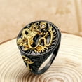 thumbnail image 3 of Men Ring Gold Plated Two-tone Vintage Geometric Electroplating Decoration Gift Chinese Dragon Male Finger Ring Jewelry Accessories for Gift, 3 of 7
