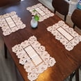 thumbnail image 1 of 17 Inch X 11 Inch Embroidered Flower Brown Place mats, Set of 4, Elegant Classic Washable Lace Place Mats, Home Decoration Party, 1 of 5