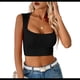 thumbnail image 1 of Top Corto Sin Mangas con Cuello Cuadrado para Mujer, Ideal para Entrenamiento y Fitness, Básico de Verano 2025 Negro M, 1 of 9