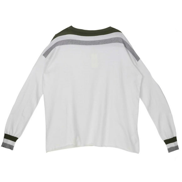 Mary Ya Men's White / Green Boat Marin Sweater Long-sleeve - L