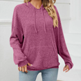 thumbnail image 3 of Aricy Hoodies Knit Sweatshirts for Women Loose Soft Fall Hoodies Long Sleeve Solid Color Pullover Winter Tops Outerwear Fall Clothing with Pockets, 3 of 6