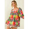 thumbnail image 4 of Women's Multicolor Floral Crochet Square Neck Puff Sleeve Blouse, 4 of 5