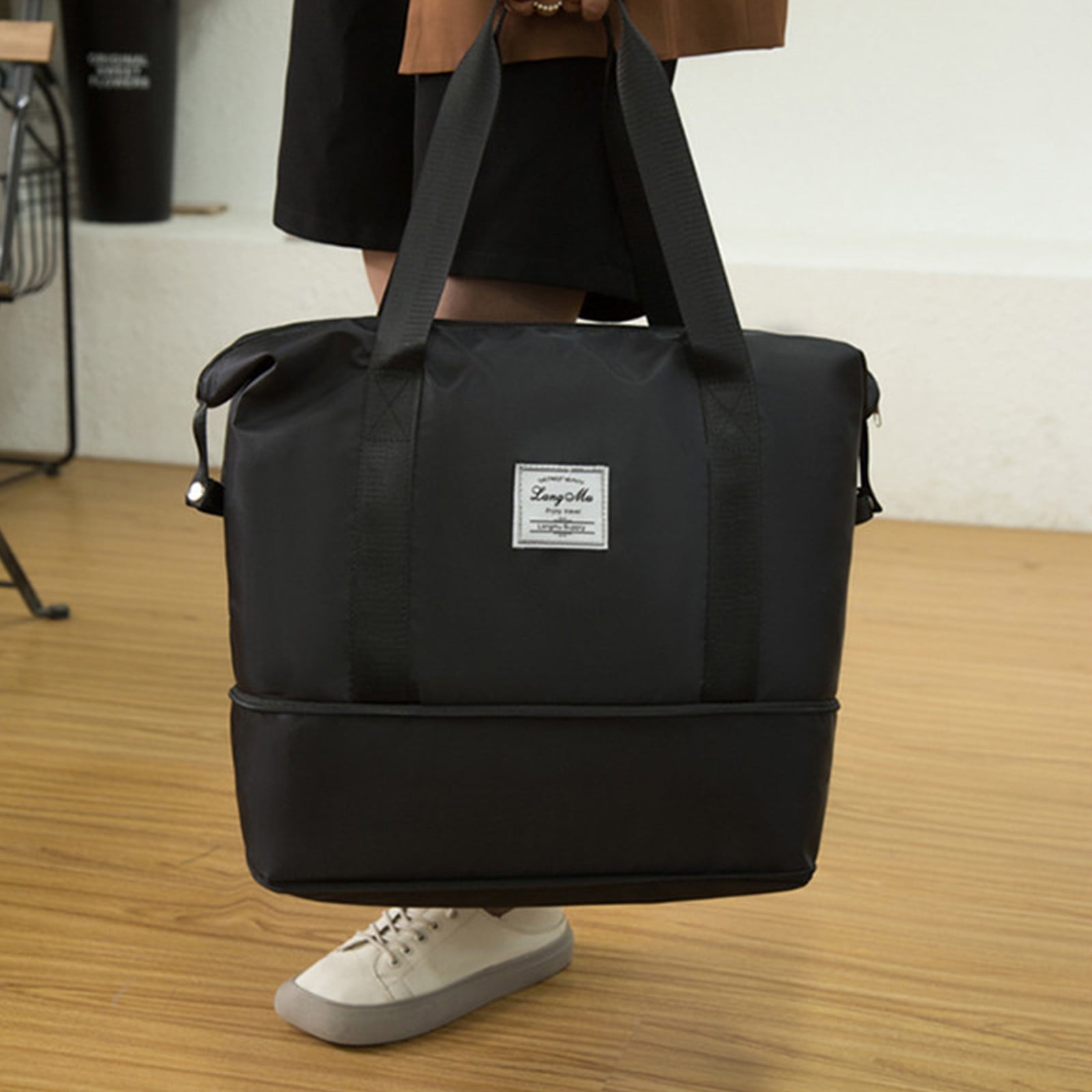 Grand Sac De Voyage Léger En Nylon – Motif Losange, Pour Sport, Gym Ou Week-end