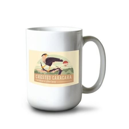 

15 fl oz Ceramic Mug Shorebirds at Sunset Collection Crested Caracara Bird Contour Dishwasher & Microwave Safe