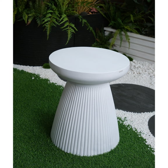 Decorative Garden End Table, 18.1" H Modern Heavy Duty Patio Sturdy Faux Terrazzo Accent Table Side Table Plant Table for Indoor Outdoor