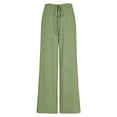 thumbnail image 5 of Women's Elastic Drawstring Waist Pants, Solid Color Casual Lounge Pants, Soft Wide Leg Loungewear for Home, Daily Wear, Relaxed Outfits and Comfort Green XL, 5 of 7