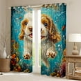 thumbnail image 2 of Erosebridal 3D Pug Curtains for Living Room, Teal Ocean 30%-50% Blackout Curtains Set of 2 (38x45), Cute Dog Animal Decor, 2 of 6