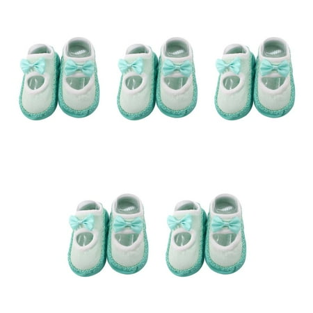 

5 Pair Newborn Indoor Shoes Infant First Walk Tollder Shoes Baby Prewalker Floor Socks Anti for Slip Soft Sole Sock
