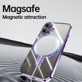 thumbnail image 4 of ELEHOLD Plating Case for iPhone 16 Plus,Transparent Clear Back Magnetic Compatible with Mag Safe Charging Foldable Kickstand Shockproof Anti-Yellowing Case for iPhone 16 Plus,Lightpurple, 4 of 6