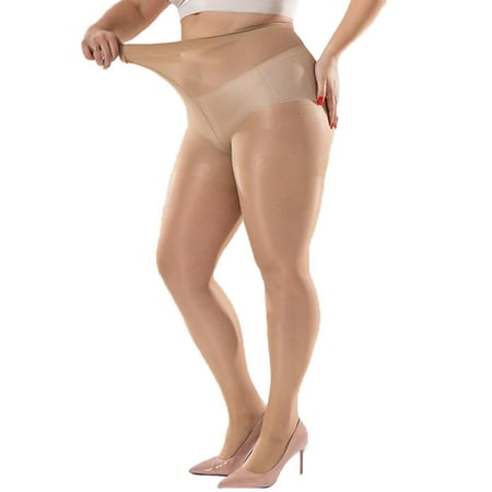 

Luxtrada Sheer Pantyhose Plus Size - 3 Pack 40D Ultra Durable Queen Size Tights Straight Crotch Stocking for Women Sheer Stocking (SKin)