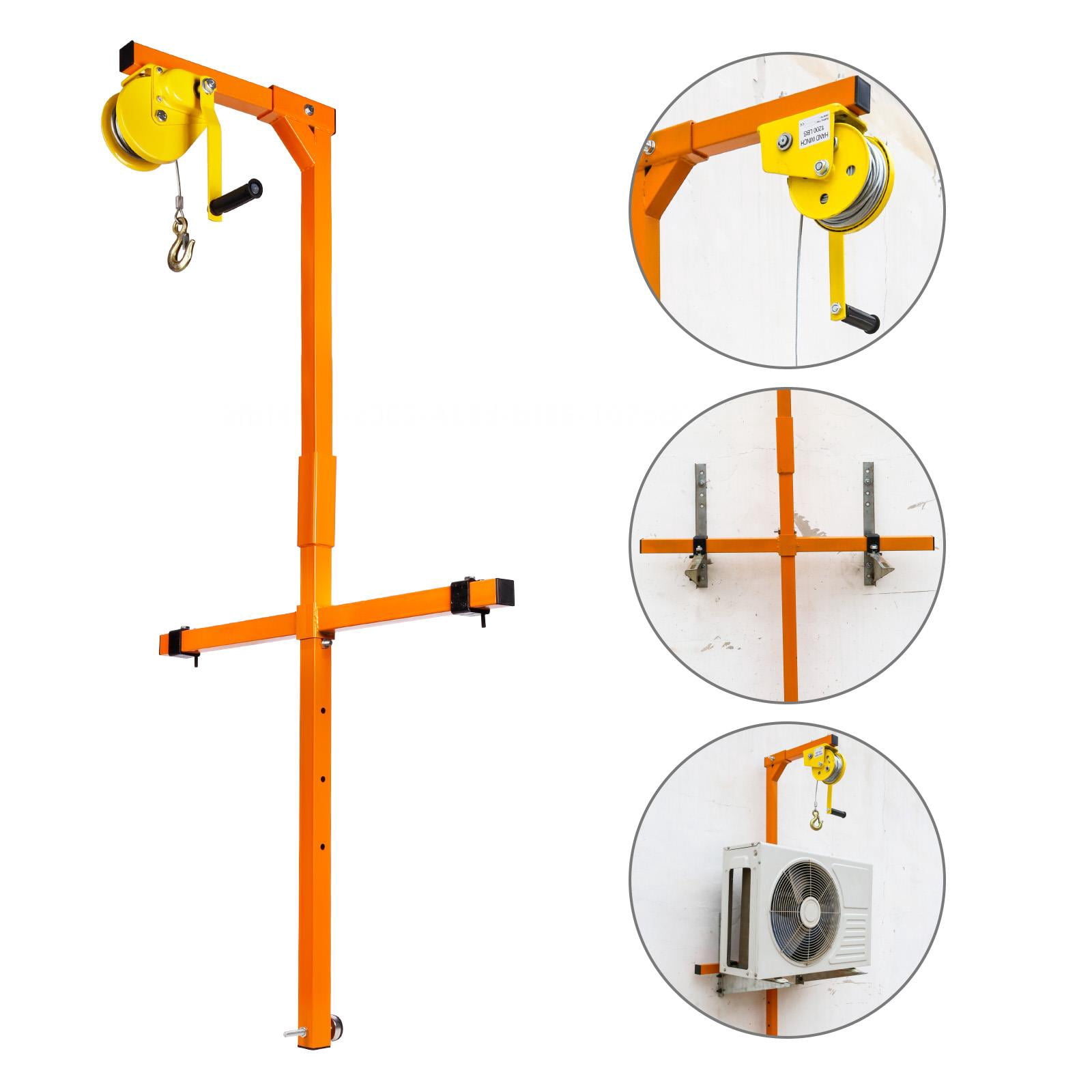Air Conditioner Lifting Tool, 400 LBS Load Capacity Air Conditioner Lifting Cranes,  for Installation of Outdoor Air Conditioner, Manual Winches, Orange