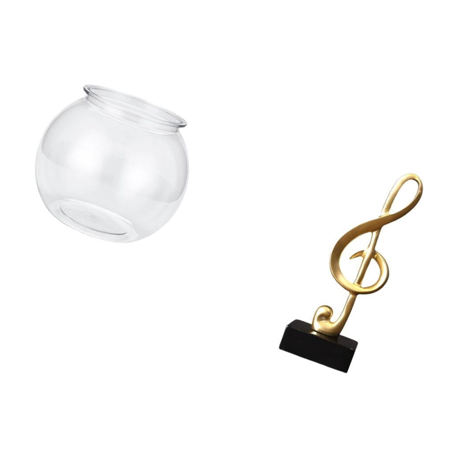 Transparent Fish Tank Vase Music Note Sculpture Resin Material for Desktop Office Home Decoration Fishes Lovers