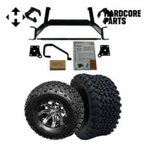 Hardcore Parts 6" Drop Axle Lift Kit for EZGO TXT/PDS (2001.5-2013) Electric Golf Cart with 10" Machined/Black 'Tempest' Wheels and 22"x11"-10" DOT rated All-Terrain tires