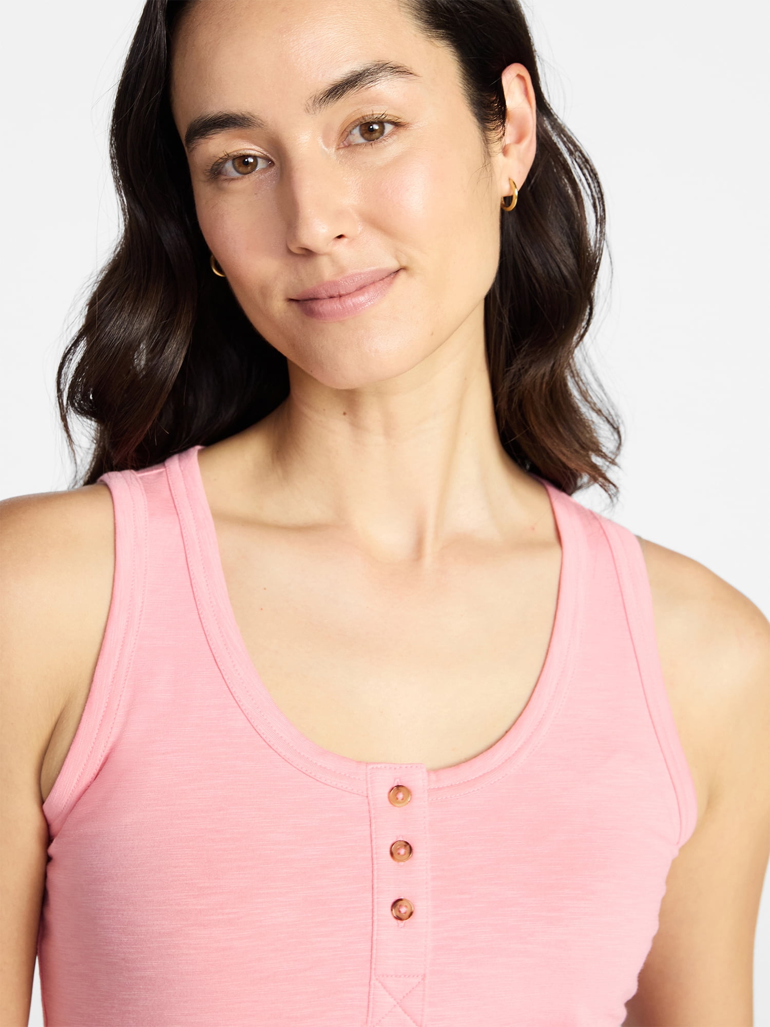Time and Tru Women’s Slub Henley Tank Top, sizes XS-XXXL