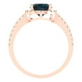 thumbnail image 4 of 2.27 ct Oval Cut Natural London Blue Topaz Solitaire with Simulated Diamond Accents 18K Rose Gold Womens Engagement Ring, 4 of 5