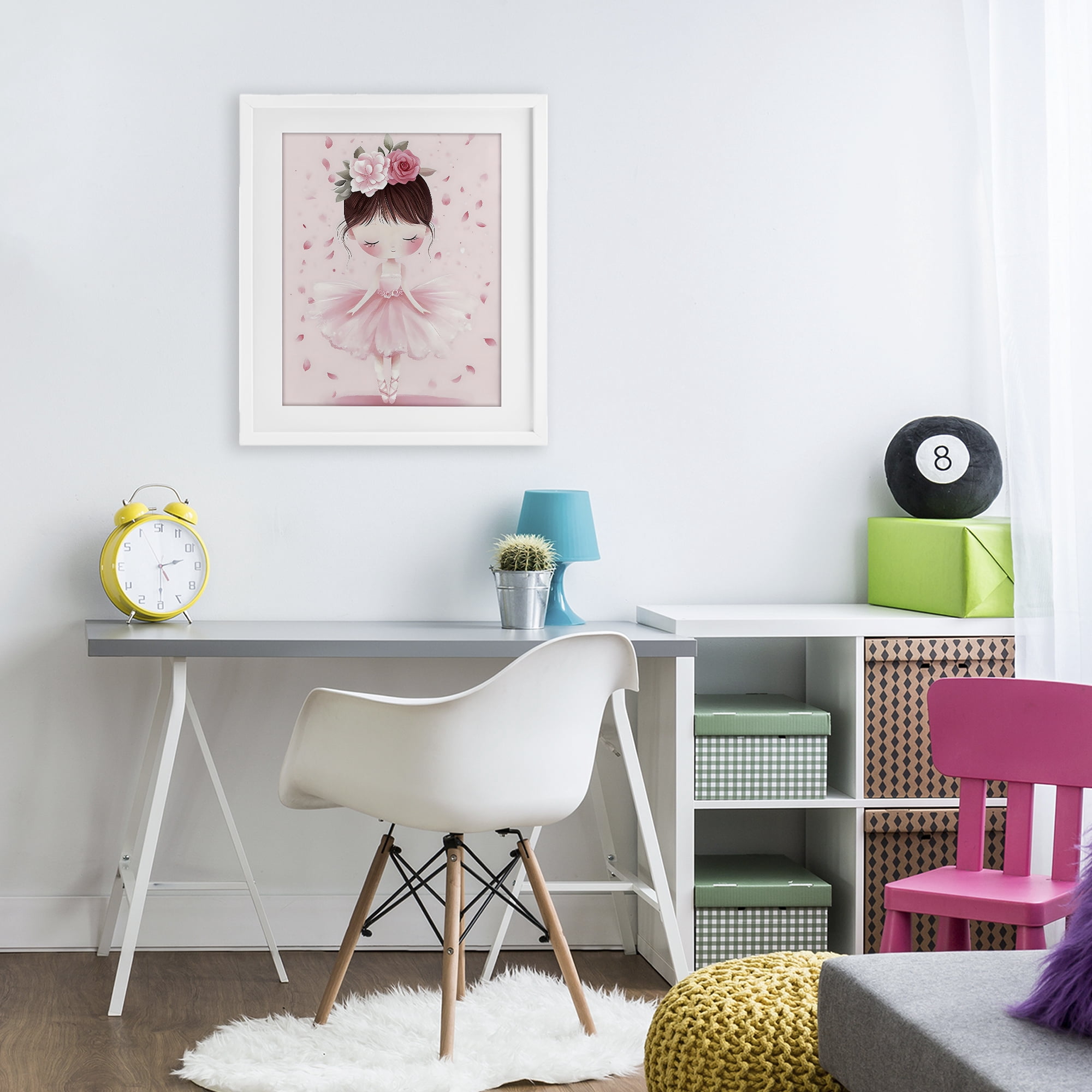 Stupell Industries Ballerina With Floral Headdress White Framed Print Under Glass, design by Creative Studio