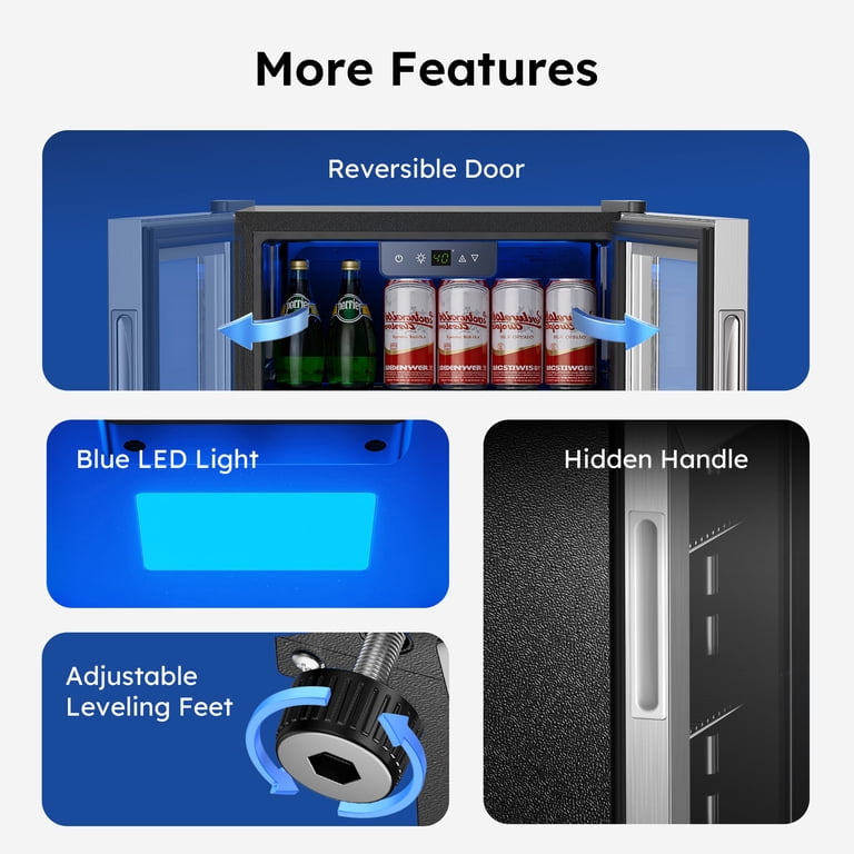 Simzlife 130 Can Beverage Refrigerator and Cooler with Glass Door