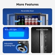 Simzlife 130 Can Beverage Refrigerator with Glass Door for Home, 17.3 in D, 31.3 in H, Silver