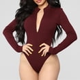 thumbnail image 1 of SMihono Pantalon en Lin pour Femmes Mode Grande Taille Décontracté Ample Femmes Sexy Fermeture Éclair Solide Manches Longues Col Rond Combinaison Body Jambes Larges Femmes, jusqu'à 65 % de Réduction!, 1 of 5