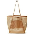 thumbnail image 2 of Mesh Tote Bag Large Mesh Beach Bag Reusable Beach Bag Waterproof Sandproof Base Shoulder Beach Bag with Sturdy Shoulder Strap for Women Holiday Beach Picnic, 2 of 11