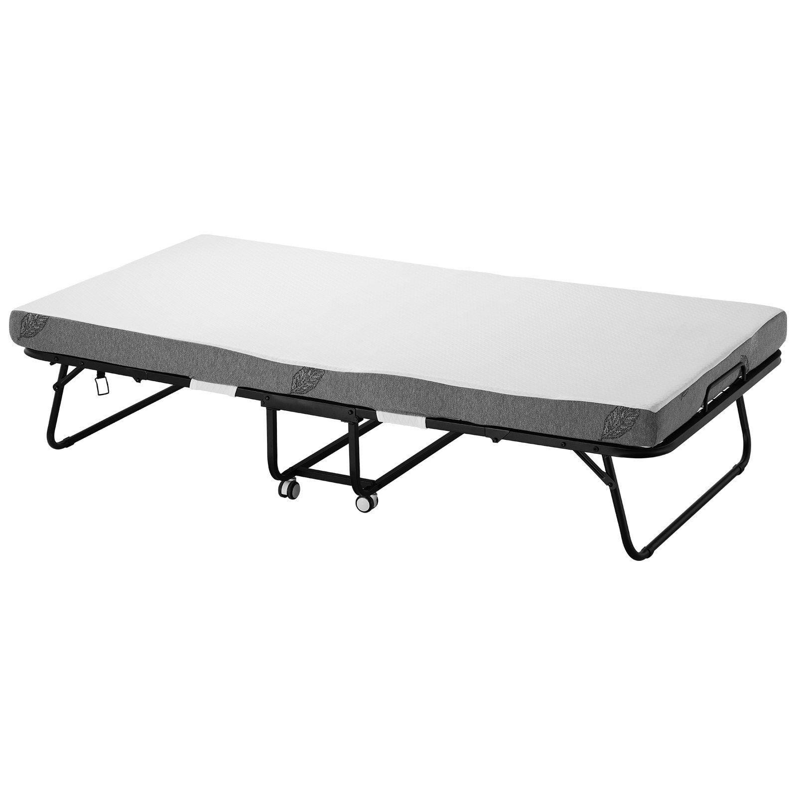 Foldable Twin Roll Away Bed with 4" Memory Foam, 38x75 Inch Portable Guest Bed with Sturdy Steel Frame, Compact Storage Design