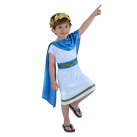 SJLDQY Carnival Toddler Girls Roman Prince Dress Up Retro Robe With Headwear Outfits Party Stage Performance Clothes Set