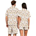 thumbnail image 6 of Couples Pajama Sets Matching Halloween 2 Piece Short Sleeve Button Down Pjs Soft Lightweight Sleepwear Lounge Set for Her Him Allover Seasonal Motif Print Orange S, 6 of 6