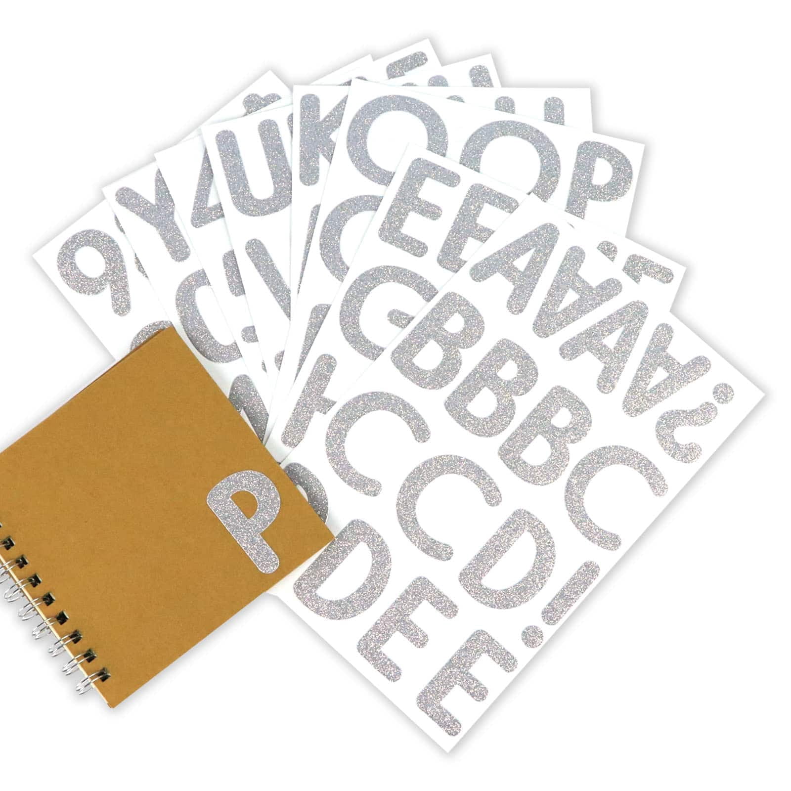 Recollections 2.25" Silver Glitter Alphabet Stickers, 12 Pack
