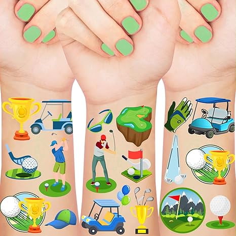 Serencatcher Golf Temporary Tattoos, 12 Sheet 120 PCS Golf Party Favors Tattoos for Kids Sports Theme Hole in One Birthday Party Supplies Golf Club Sports Team Classroom School Prizes Rewards