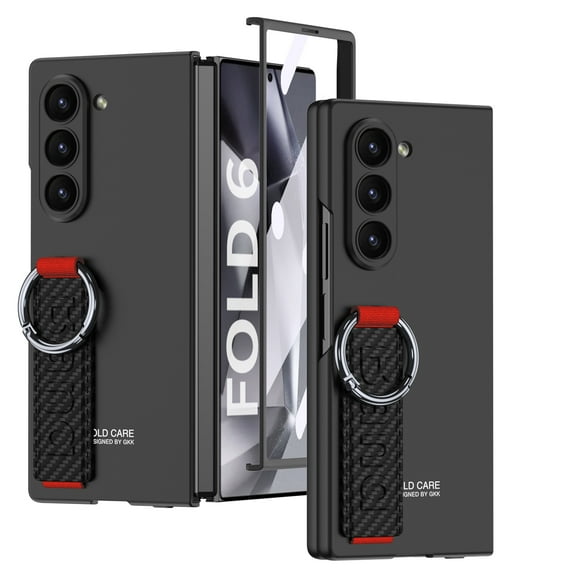 Decase Compatible with Samsung Galaxy Z Fold7 Case with Ring Holder & Hand Strap,Slim PC Protective Cover with Built-in Front Screen Protector,Shockproof Bumper Case for Samsung Z Fold 7,A