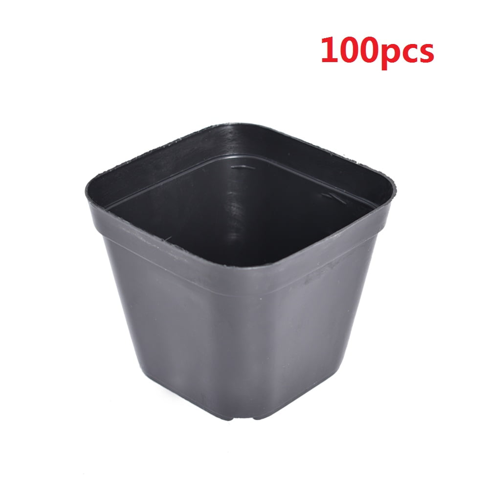BEST Size for Nursery Seed Starts Square Plastic 150 Flower Pots & Plant Labels 