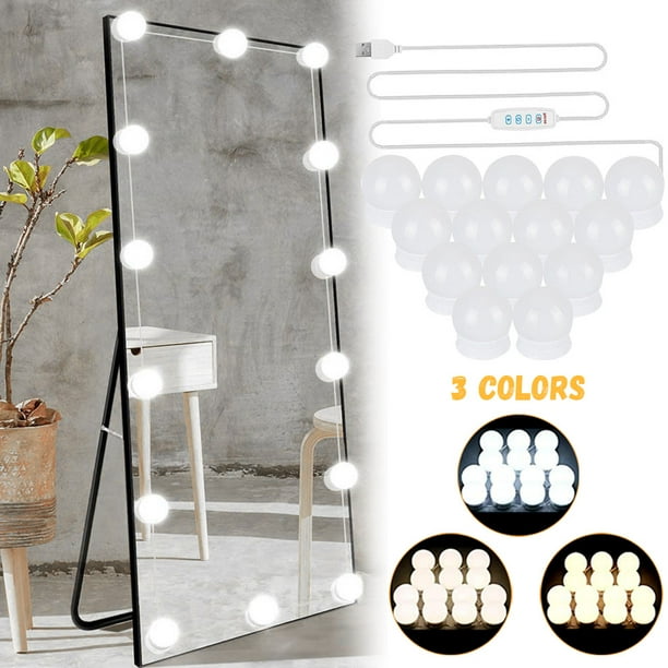 Giugt LED Vanity Mirror Lights, 17.7ft Hollywood Make Up Light with 14 Dimmable Led Bulbs, USB