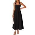 thumbnail image 1 of Vestido ZESICA de verano sin mangas, halter, midi, negro, para mujer, 1 of 6