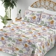 thumbnail image 3 of Ambesonne Floral Boho Fitted & Flat Sheet with Sham 3 Pcs Set, Japan Feels Flowers, Twin, Ceil Blue Pale Rose White, 3 of 5