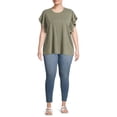 thumbnail image 4 of Terra & Sky Women's Plus Size Flutter Sleeve Knit Top, 4 of 5