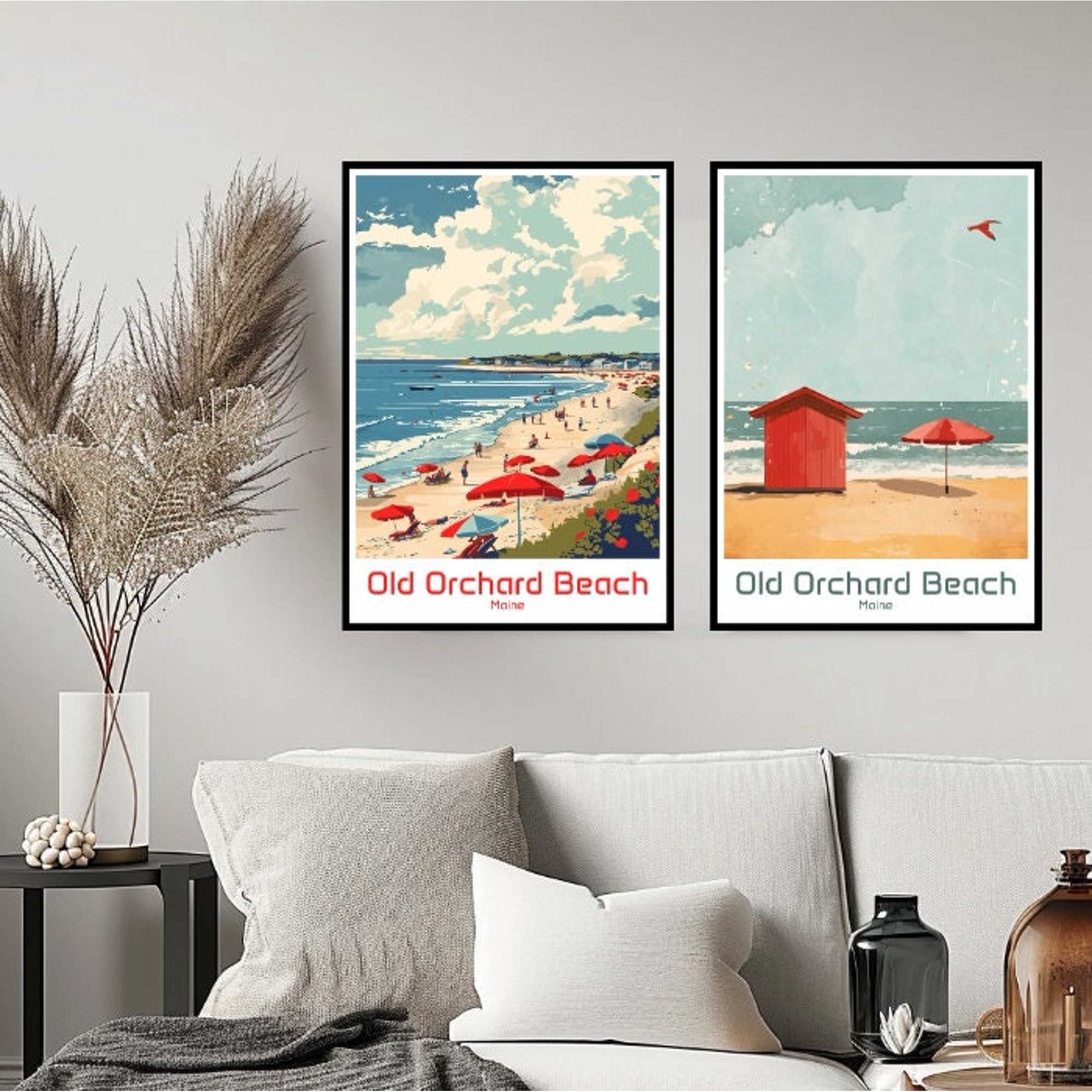 Old Orchard Beach Maine Travel Wall American Room Usa Poster, Set 2, Poster Only