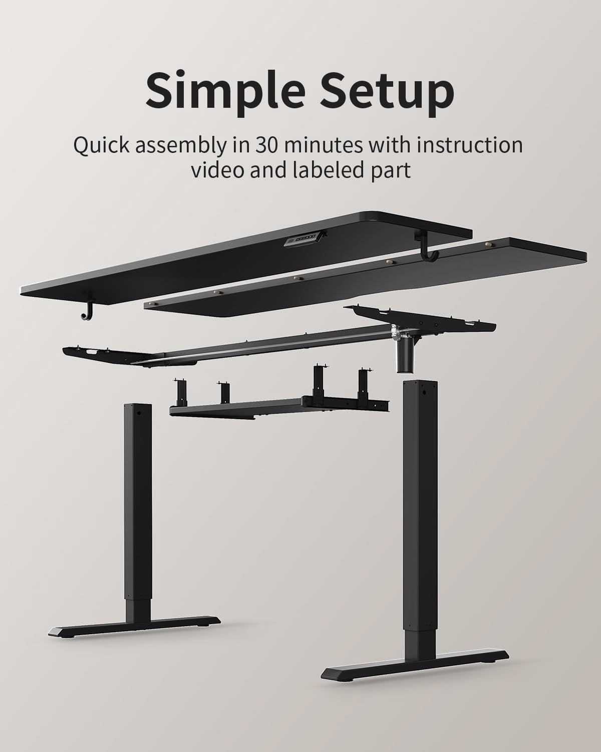 DESINO Standing Desk with Keyboard Tray, 48 x 24 inch Height Adjustable Electric Standing Desk, Sit Stand Up Desk, Computer Office Desk, Black