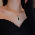 thumbnail image 3 of Conjunto de collar de pendientes de esmeralda de circón para mujer JAMW Sencillez, 3 of 5