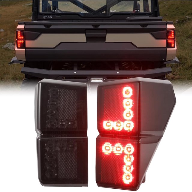 UTV Ranger LED Tail Lights,A & UTV PRO Ranger 1000 XP Taillights, Rear Brake Stop Running Lamp for 2018-2023 Polaris Ranger 1000 XP/1000 / Crew Accessories, Replace OEM #2413766, Pair Smoked