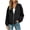 Black, variant on SBYOJLPB Women Tops Solid Color V-Neck Zipper Pocket Long Sleeves Tops Jacket Coat