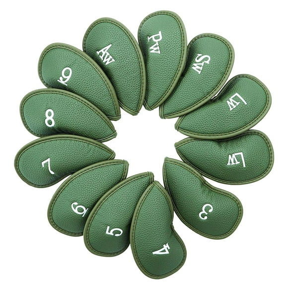 Acahhotxx Golfhead Pouch, 12Pcs PU Leather Golfs Head Covers Rod Head Protective Cases Waterproofs Headcover Golfs Iron Club Head Covers Enduring