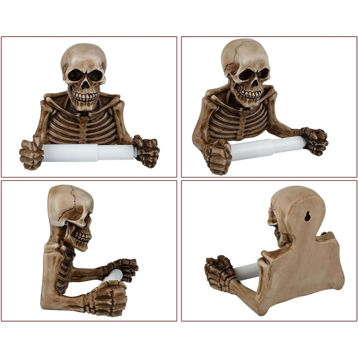 Skeleton Toilet Paper Holder Wall Mount Resin Gothic Bathroom Decor