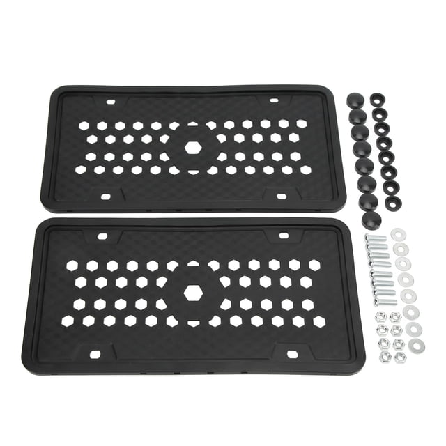 Soporte de matrícula, Marcos de placa de matrícula a Prueba de Óxido de Borde Delgado 2 piezas Suave Suave flexible de 305x155 mm Orificio de Drenaje para modelos de ee. Uu.