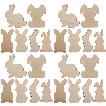 3 sets Unfinished Wooden Bunny Cutouts Easter Wooden Crafts Cutouts Spring Holiday Decors