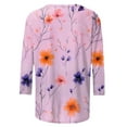 thumbnail image 5 of VBTAPA Womens 3/4 Sleeve T-shirt Boho Tops Dressy Casual Floral Blouse Lightweight Summer Graphic Tees on Sale Multicolor M, 5 of 6