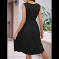 thumbnail image 4 of Vestidos de Verano para Mujer, Sin Mangas, Informales, Holgados, con Botones y Bolsillos Negro S, 4 of 9