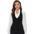 thumbnail image 1 of INSPIRE CHIC Chaleco de mujer con cuello halter, chaqueta sin mangas vintage con botones, chaleco de traje elegante Negro S, 1 of 5